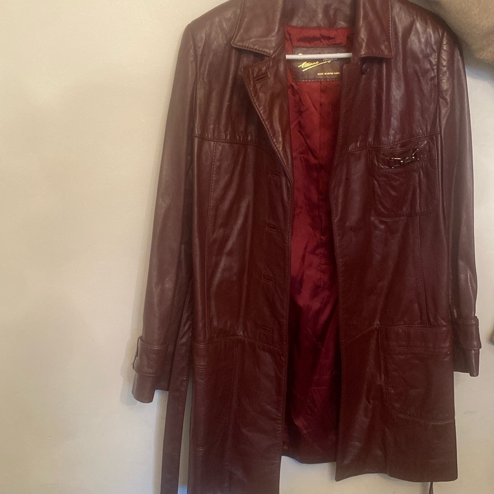 Beautiful burgundy, leather coat